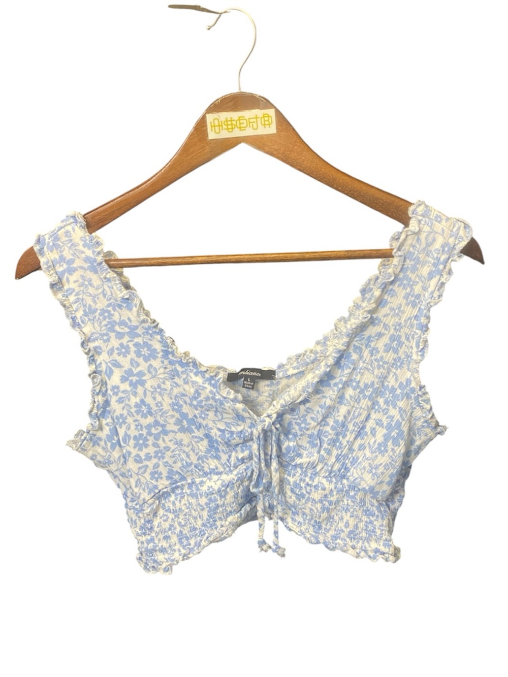 Ambiance Blue Floral Smocked Crop Top - Anonymous
